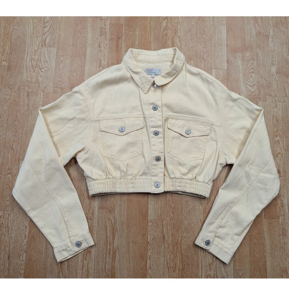 Love Tree Light Yellow Denim Jacket Large Coat Cinch Waist NWT